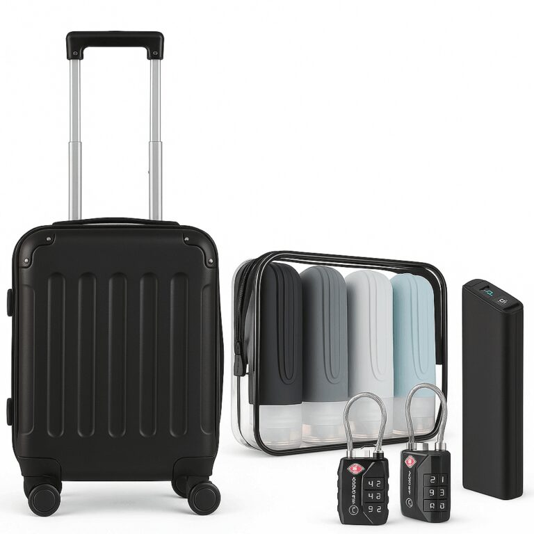 Komplettes Handgepäck-Reiseset - 4-in-1-Reisepaket mit Koffer