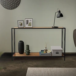 Konsolentisch 120x75 cm mit Eiche-Rustikal Dekor und Stahlgestell in Schwarz Flurtisch ML-Design 1602