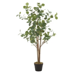 Künstlicher Eukalyptusbaum 120 cm Kunstpflanze mit Naturholzstamm ML-Design 6265