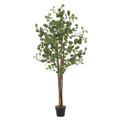 Künstlicher Eukalyptusbaum 180 cm Kunstpflanze mit Naturholzstamm ML-Design 6265