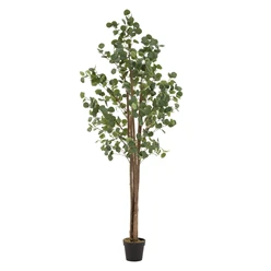 Künstlicher Eukalyptusbaum 210 cm Kunstpflanze mit Naturholzstamm ML-Design 6265
