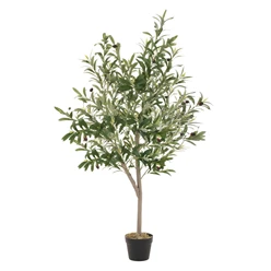 Künstlicher Olivenbaum 150 cm Kunstpflanze mit Naturholzstamm und Früchten ML-Design 6265