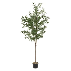 Künstlicher Olivenbaum 180 cm Kunstpflanze mit Naturholzstamm und Früchten ML-Design 6265