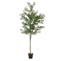 Künstlicher Olivenbaum 210 cm Kunstpflanze mit Naturholzstamm und Früchten ML-Design 6265