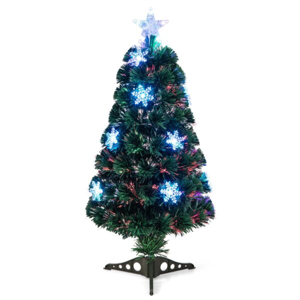 Künstlicher Weihnachtsbaum mit Lichtern und Dekoration aus Fiberglas - Weihnachtsbaum - Weihnachten - LED - 90 cm