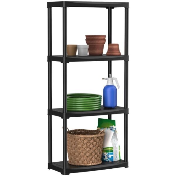 Küstenregal - Kunststoff - Max. 30 kg pro Regal - 60 x 30 x 133 cm - Schwarz Wohnen & Kochen