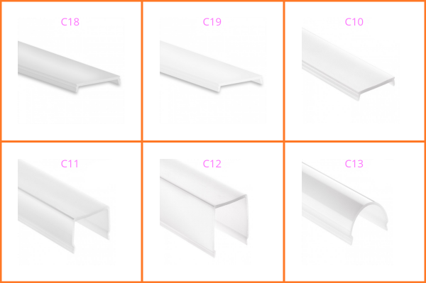 Kunststoffblende zu LED-Aluprofil YN 4 / 5 / 6 / 7