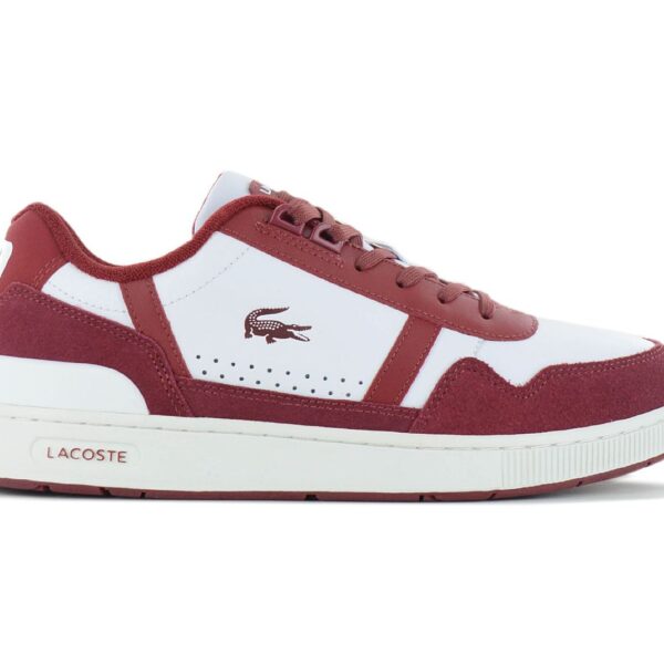LACOSTE T-Clip Leather - Herren Sneakers Schuhe Leder Weiß-Rot 747SMA0072286