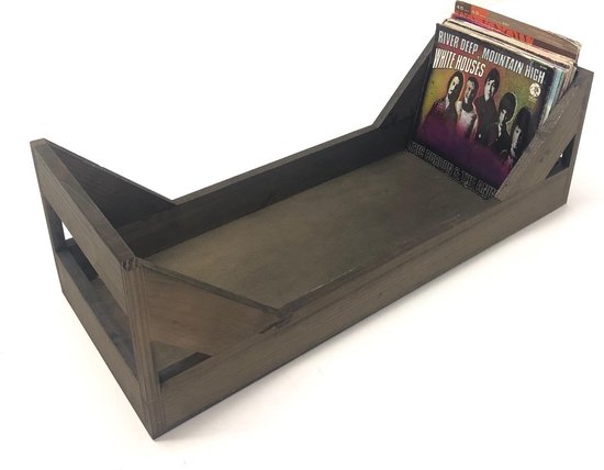 Lagerung LP Schallplatten hölzerne Lagerung Kiste 7-Zoll-Singles - 75 bis 100 Stück - braun Wohnen & Kochen