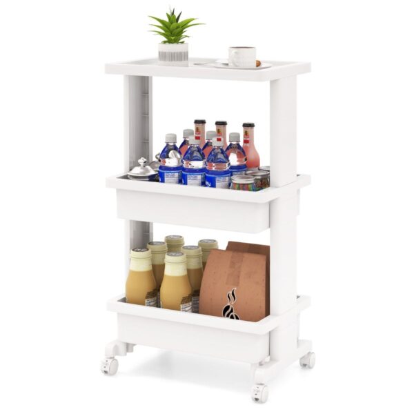 Lagerwagen Coast - 3-lagig - Kunststoff - Max. 50 kg - 45 x 30 x 81 cm - Weiß Wohnen & Kochen