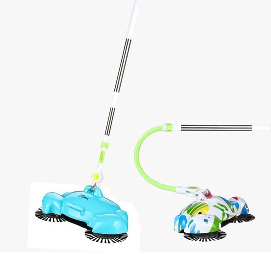 Langer Stiel biegsam Handlicher Besen Quick & Clean Bagless Rollbürste - Kehrschaufel und Bürste - blau Wohnen & Kochen