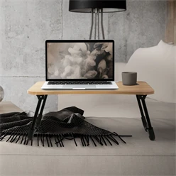 Laptoptisch mit USB-Ports klappbar 60x40 cm Holzoptik aus MDF inkl. USB Lampe und Ventilator ML-Design 4191