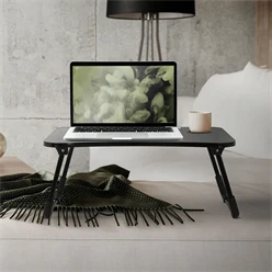 Laptoptisch mit USB-Ports klappbar 60x40 cm Schwarz aus MDF inkl. USB Lampe und Ventilator ML-Design 4191