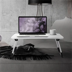 Laptoptisch mit USB-Ports klappbar 60x40 cm Weiß aus MDF inkl. USB Lampe und Ventilator ML-Design 4191