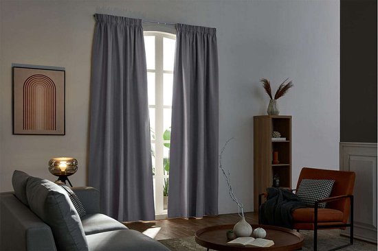 Larson Premium - Vorhänge - 1000% Verdunkelung - 1.4m x 2.7m - Haken - Hellgrau Wohnen & Kochen