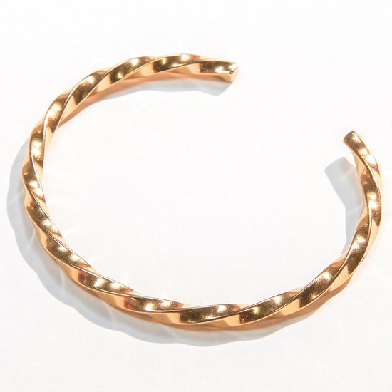 Laura Ferini - Damenarmband Donella Gold - gedrehter Armreif - 18K Gelbgold plattiert Vertaald