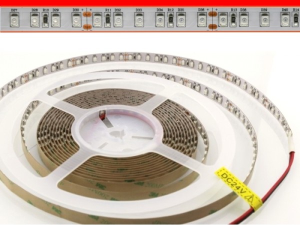 LED Flex Stripe 5m 3528 SMD 120LEDs/m 24V Rot IP65