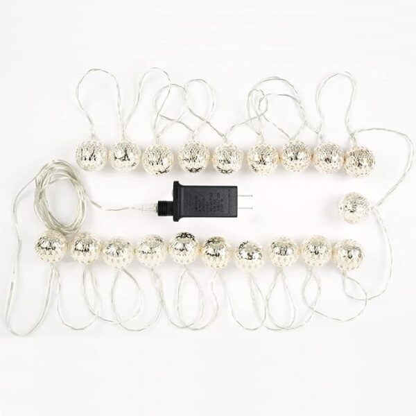 LED-Lichtergirlande im marokkanischen Stil - 7 m - 240 V - 20 Glühbirnen - Warmweiß - Silber Weihnachten