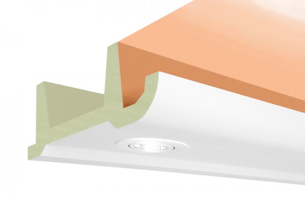LED Stuckprofil Typ: 17 - 80x200mm PU 2m Länge lichtundurchlässig überstreichbar