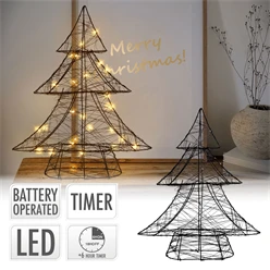 LED Weihnachtsdeko Baum 40 cm Schwarz aus Metall mit warmweißen LEDs 596
