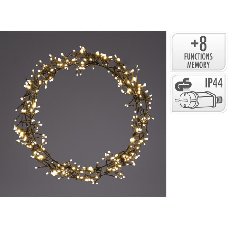 LED-Weihnachtskranz 300 Lichter mit Steckdose - Farbe dunkel - Ø38 Wohnen & Kochen