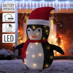 LED Weihnachtspinguin 68cm hoch mit Mütze und Schal Gartenfigur Weihnachtsdeko mit 30 warmweißen LEDs 5609