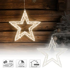 LED Weihnachtsstern 50 cm mit 1440 warmweißen LEDs und Timer aus Metall für Innen und Außen IP44 Spritzwassergeschützt 5609