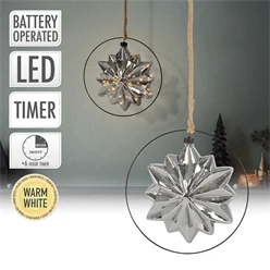 LED Weihnachtsstern Ø18 cm Grau aus Metall mit warmweißen LEDs 2608
