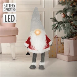 LED Wichtel-Figur 80 cm Rot/Grau aus Kunststoff und Polyester 596
