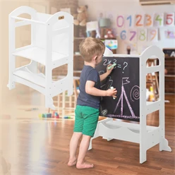 Lernturm 2in1 für Kinder ab 1 Jahr Weiß aus Holz inkl. Tafel von Joyz 6351
