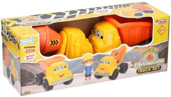 Let's Play Spielset Baufahrzeuge - 2 Teile - Beton-LKW und LKW mit Lader - 3+ Hobby & Sport