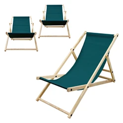 Liegestuhl 3er Set klappbar aus Holz 3 Liegepositionen bis 120 kg Dunkelgrün 4105