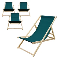 Liegestuhl 4er Set klappbar aus Holz 3 Liegepositionen bis 120 kg Dunkelgrün 4105