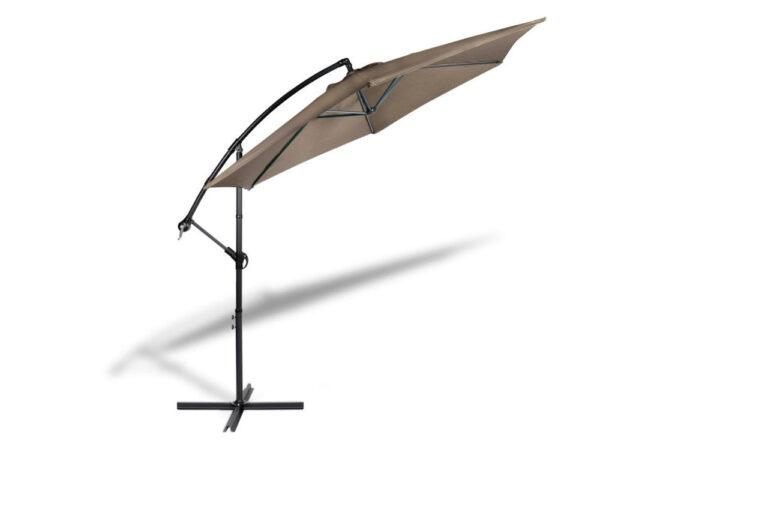 Lifa Garden - Hängesonnenschirm Premium - inkl. wasserdichte Sonnenschirmhülle - Polyester - 300 x 300 x 250 cm - Taupe Haus & Garten