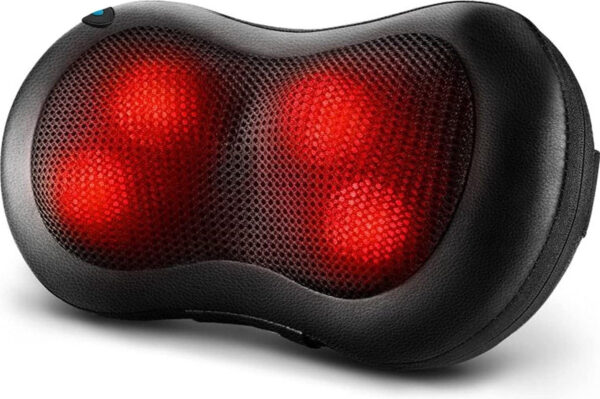 LifeGoods Elektrisches Shiatsu-Massage-Kissen Nacken- und Rückenmassage Wärmefunktion Schwarz Schön & Gesund