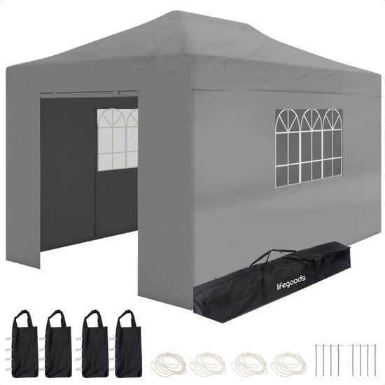 LifeGoods - Partyzelt - Pavillon mit Seitenwände - 3 x 4