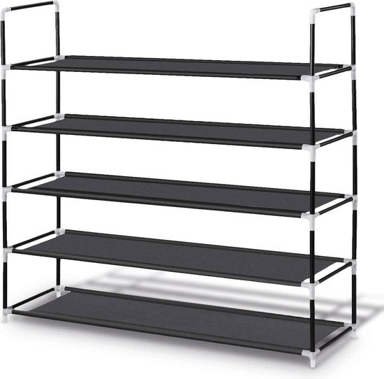 LifeGoods Schuhregal - 5 Schichten - Aufbewahrungssystem für 30 Paar Schuhe - Kunststoff - Schwarz Wohnen & Kochen