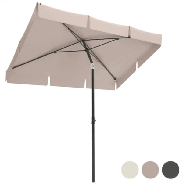 LifeGoods Sonnenschirm - 200x125cm - 30Â° neigbar - wasserdicht - mit Bezug - Taupe Haus & Garten