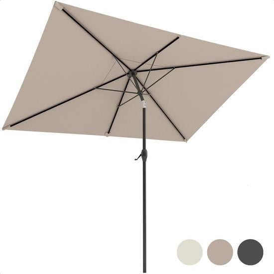 LifeGoods Sonnenschirm - 270x180cm - 30Â° neigbar - wasserdicht - mit Bezug - Taupe Haus & Garten