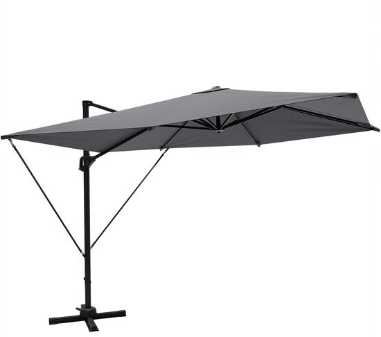 LifeGoods Sonnenschirm - 300x300 cm - neigbar - 7 Ständer - wasserdicht - mit Bezug - Anthrazit Haus & Garten