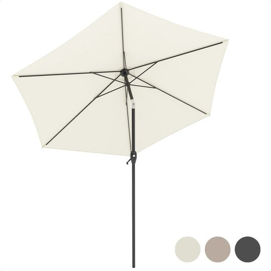 LifeGoods Sonnenschirm - Ã˜270 cm - 30Â° neigbar - wasserdicht - mit Bezug - Creme Haus & Garten