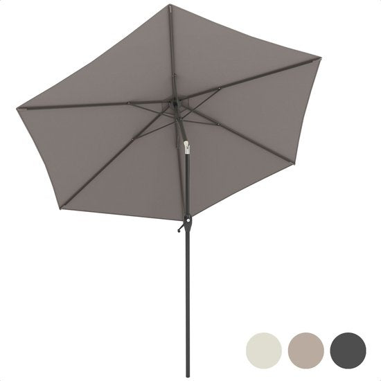 LifeGoods Sonnenschirm - Ã˜270 cm - 30Â° neigbar - wasserdicht - mit Bezug - Taupe Haus & Garten