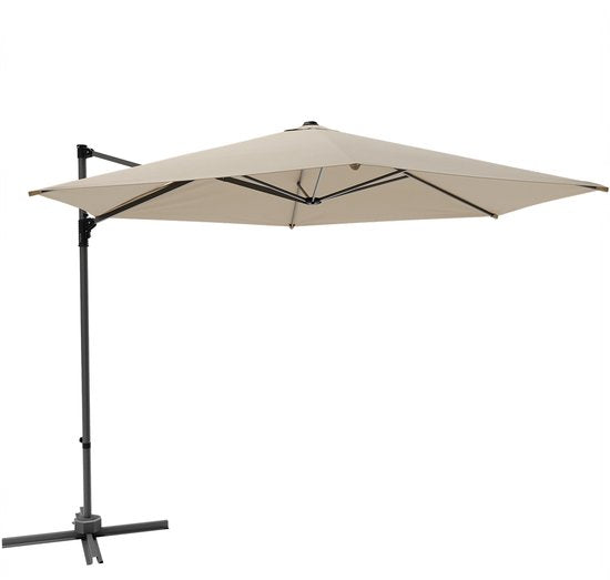LifeGoods Sonnenschirm - Ø300 cm - 30° neigbar - One-push System - Wasserdicht - mit Bezug - Taupe Haus & Garten