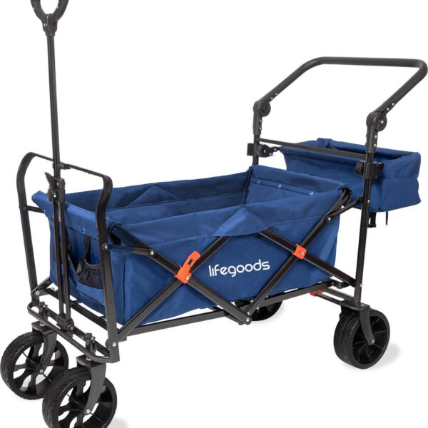 LifeGoods - Wagon - faltbar - bis zu 120KG - 90L - waschbares Polyester - 120x80cm - Blau Vertaald