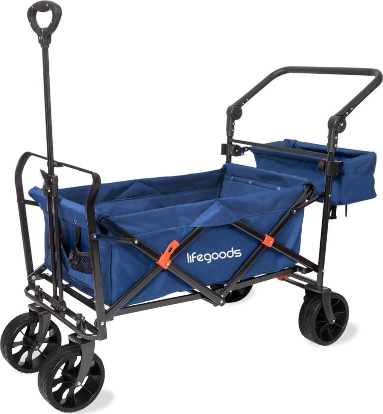 LifeGoods - Wagon - faltbar - bis zu 120KG - 90L - waschbares Polyester - 120x80cm - Blau Vertaald