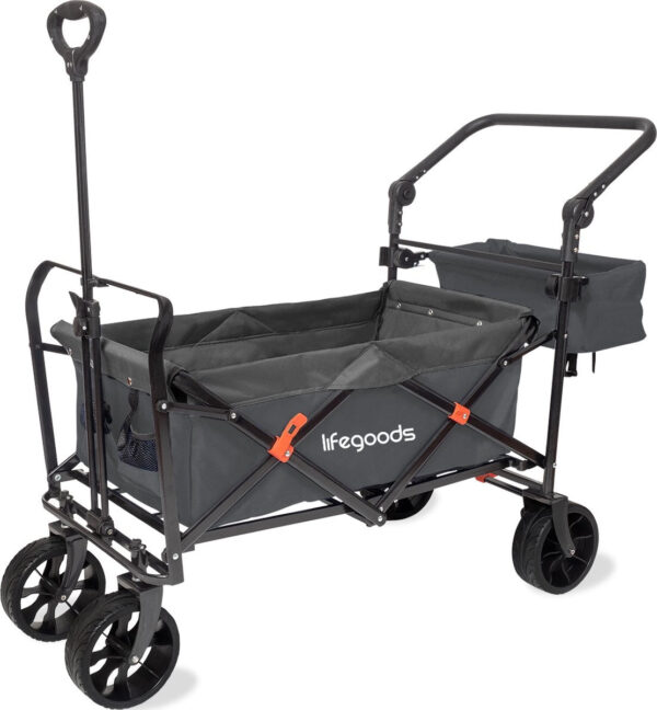 LifeGoods Wagon - faltbar - bis zu 120KG - 90L - waschbares Polyester - 120x80cm - Grau Vertaald