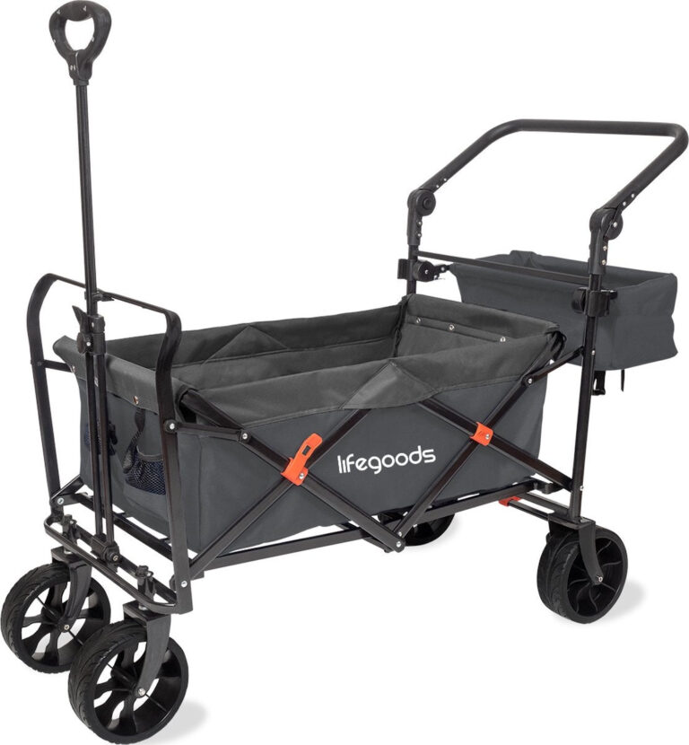 LifeGoods Wagon - faltbar - bis zu 120KG - 90L - waschbares Polyester - 120x80cm - Grau Vertaald
