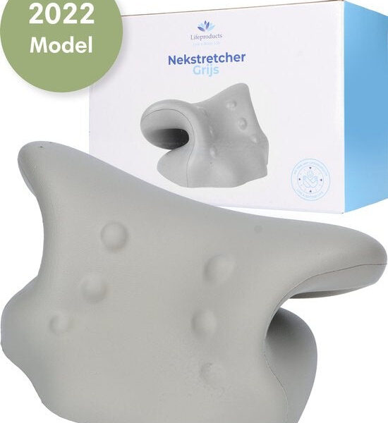 Lifeproducts Nackentrainer - Massagekissen - Nackenmassagegerät - Shiatsu-Massagekissen - Kissen für Nackenschmerzen - Nackentrainer - Grau Schön & Gesund