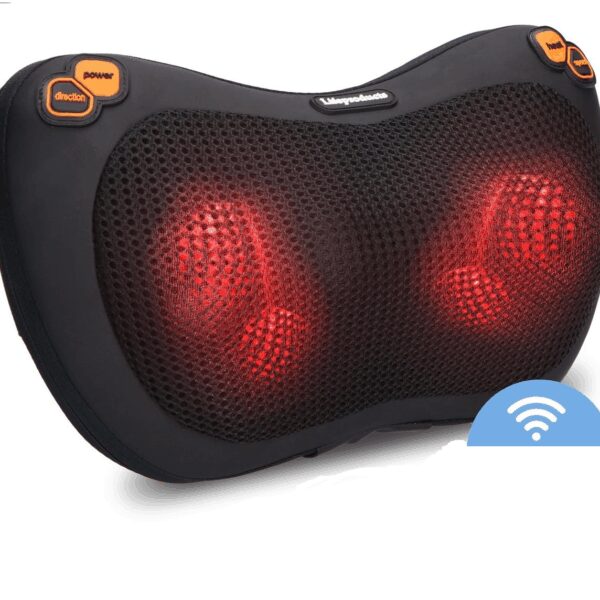 Lifeproducts - Shiatsu Massagekissen - mit Wärmefunktion - 4 Bedienknöpfe - mit WLAN - Schwarz Schön & Gesund
