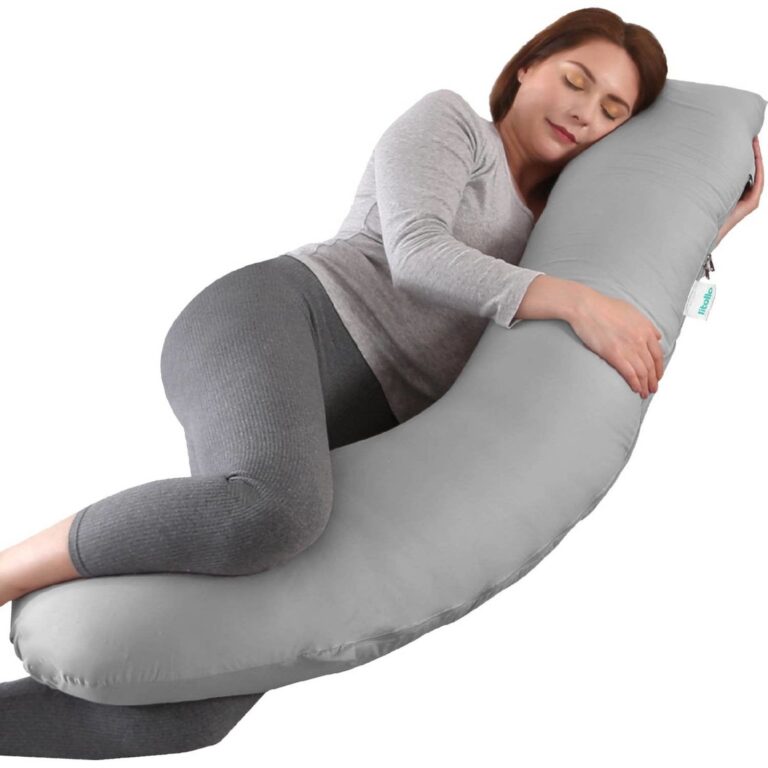 LitolloÂ® Schwangerschaftskissen (J-förmig) - Umstandskissen - Stillkissen - Körperkissen - 145cm - Abnehmbarer Bezug - Grau Wohnen & Kochen